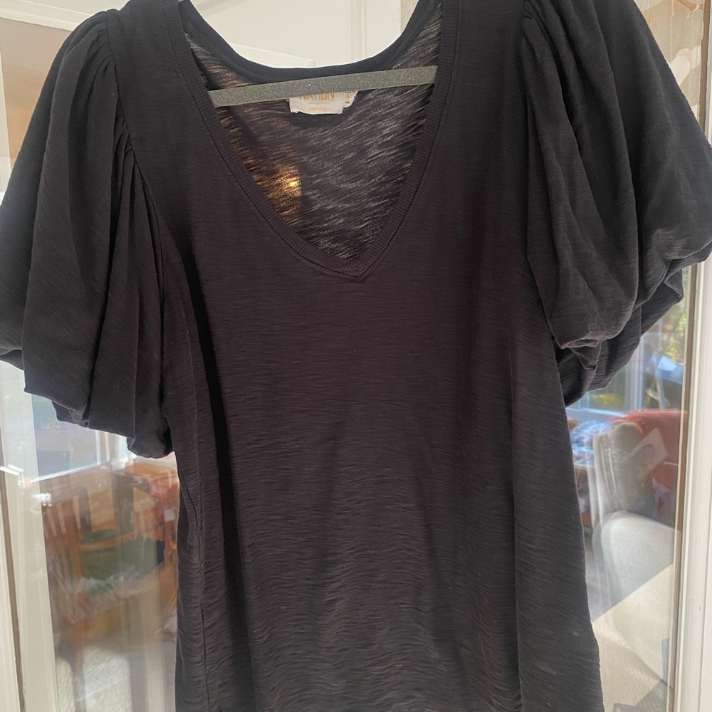 Nation LTD Traci Bubble Sleeve V-neck Top Size L